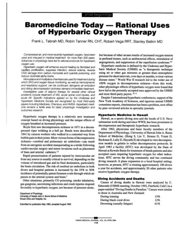 Baromedicine Today - Rational Uses of Hyperbaric Oxygen .