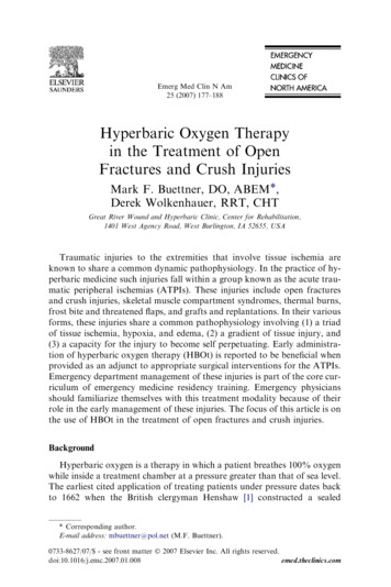 Hyperbaric Oxygen Therapy in the Treatment of Open .